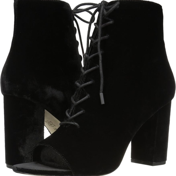 Joie Shoes - Joie Black Velvet Lace Up Heel